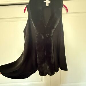 Black Faux Fur Trim Vest